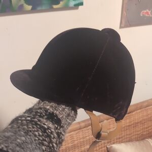 Kids Black Velvet Equestrian Show Riding Helmet